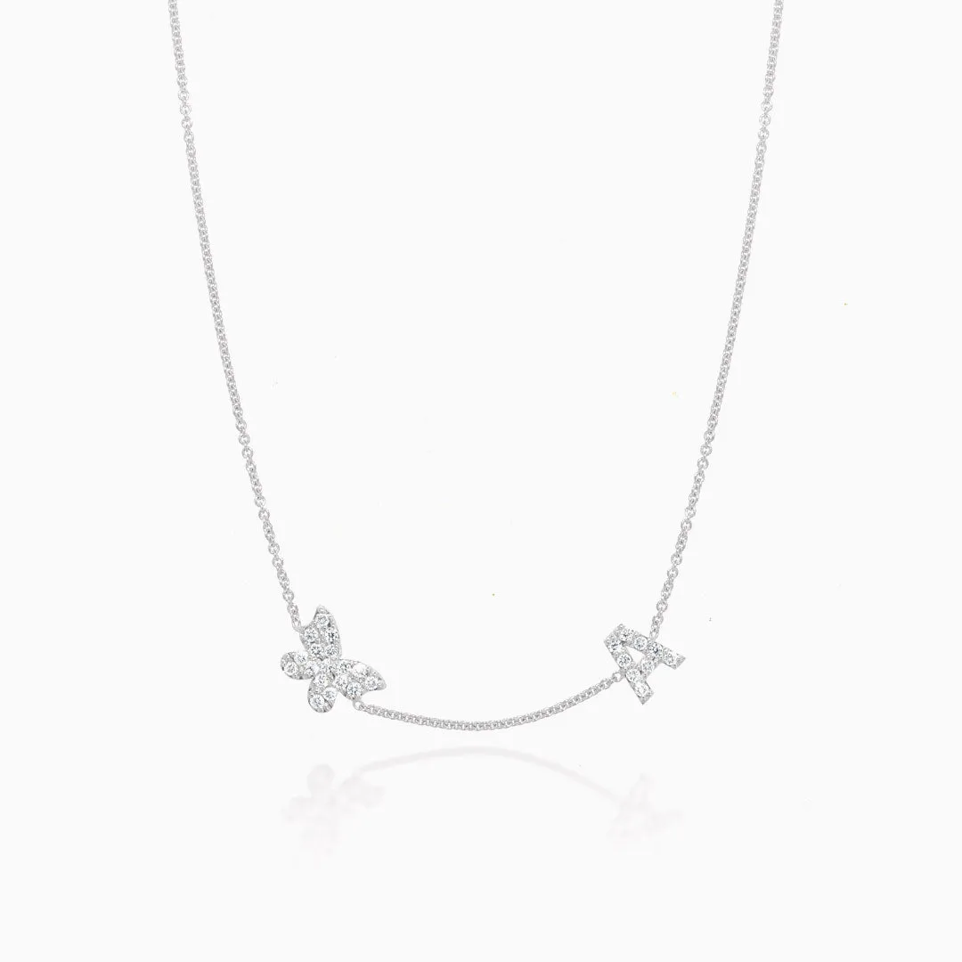 Butterfly and Love Letter Diamonds Necklace