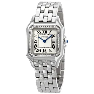 Cartier Panthere Meduim Diamond Silver Dial Ladies Watch W4PN0008