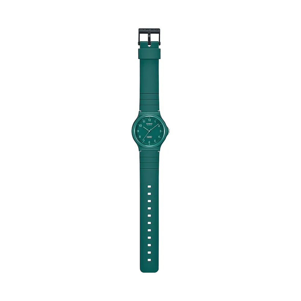 Casio Analogue Water Resistant Green Resin Band MQ24B-3B