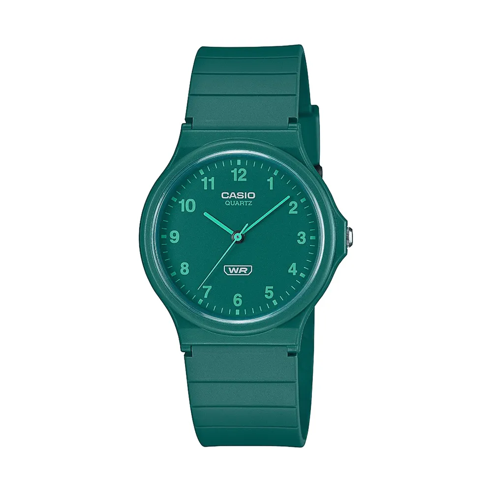 Casio Analogue Water Resistant Green Resin Band MQ24B-3B