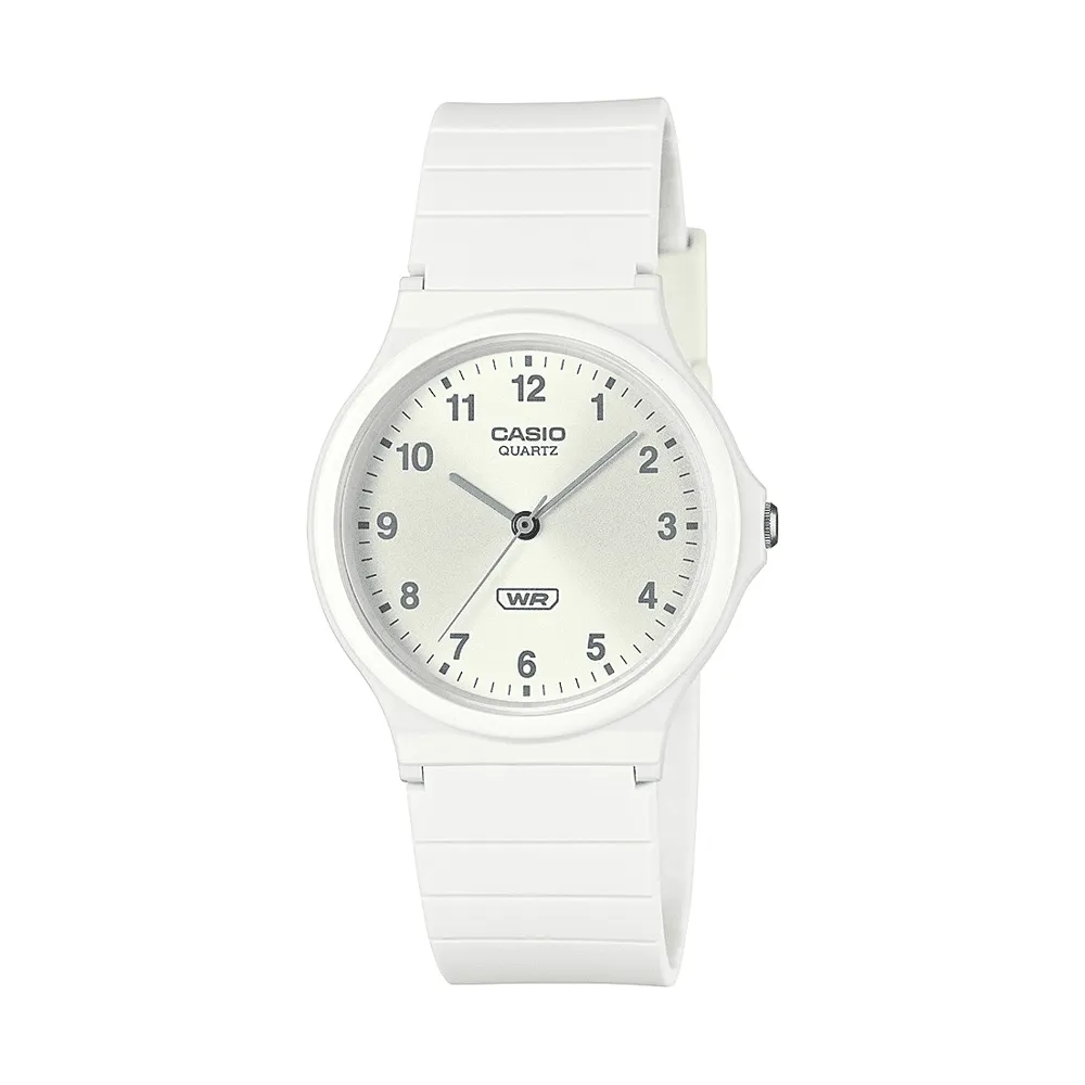 Casio Analogue Water Resistant White Resin Band MQ24B-7B