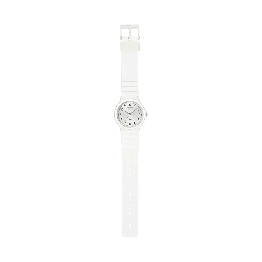 Casio Analogue Water Resistant White Resin Band MQ24B-7B