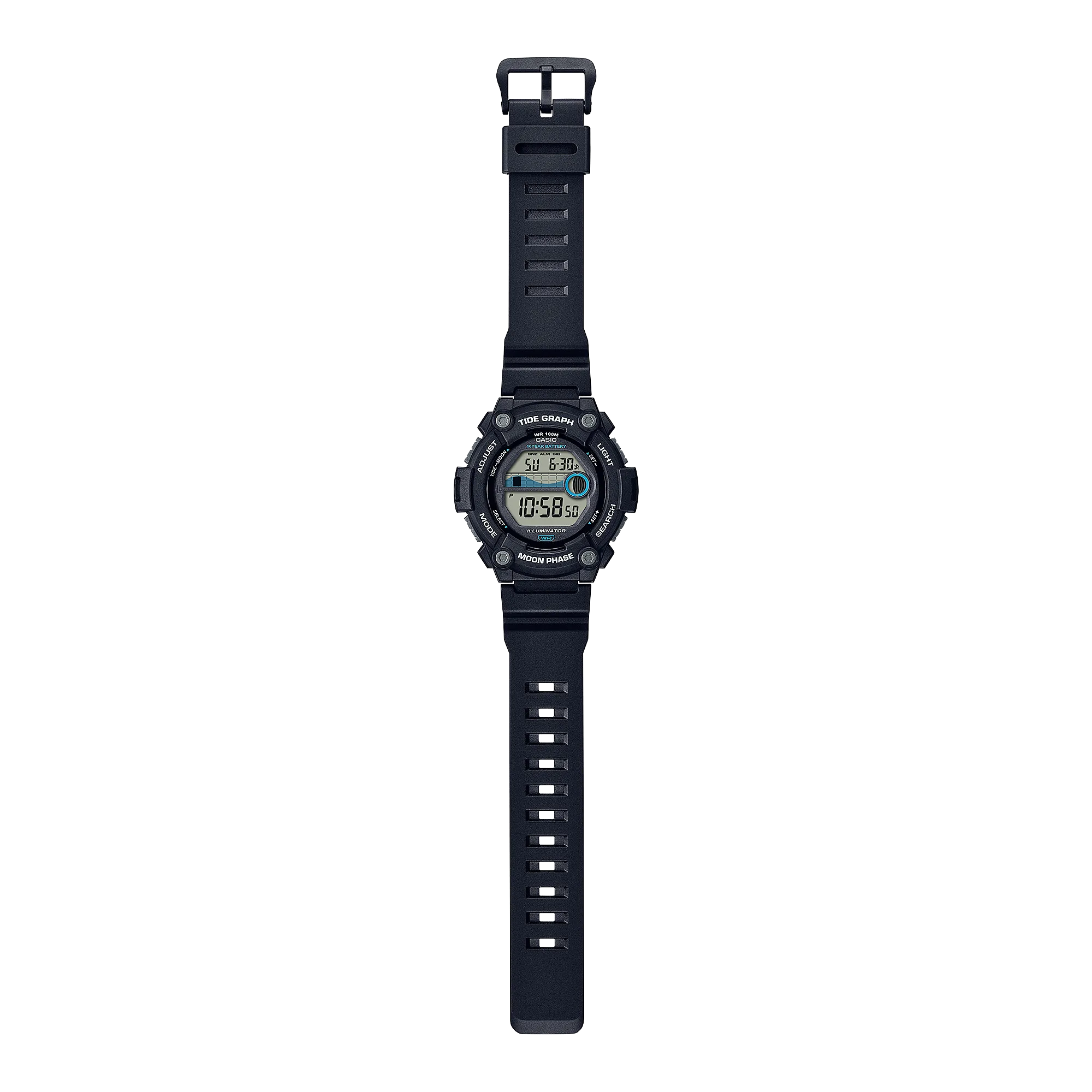 Casio Digital Black Resin Band Black Dial Watch WS1300H-1A