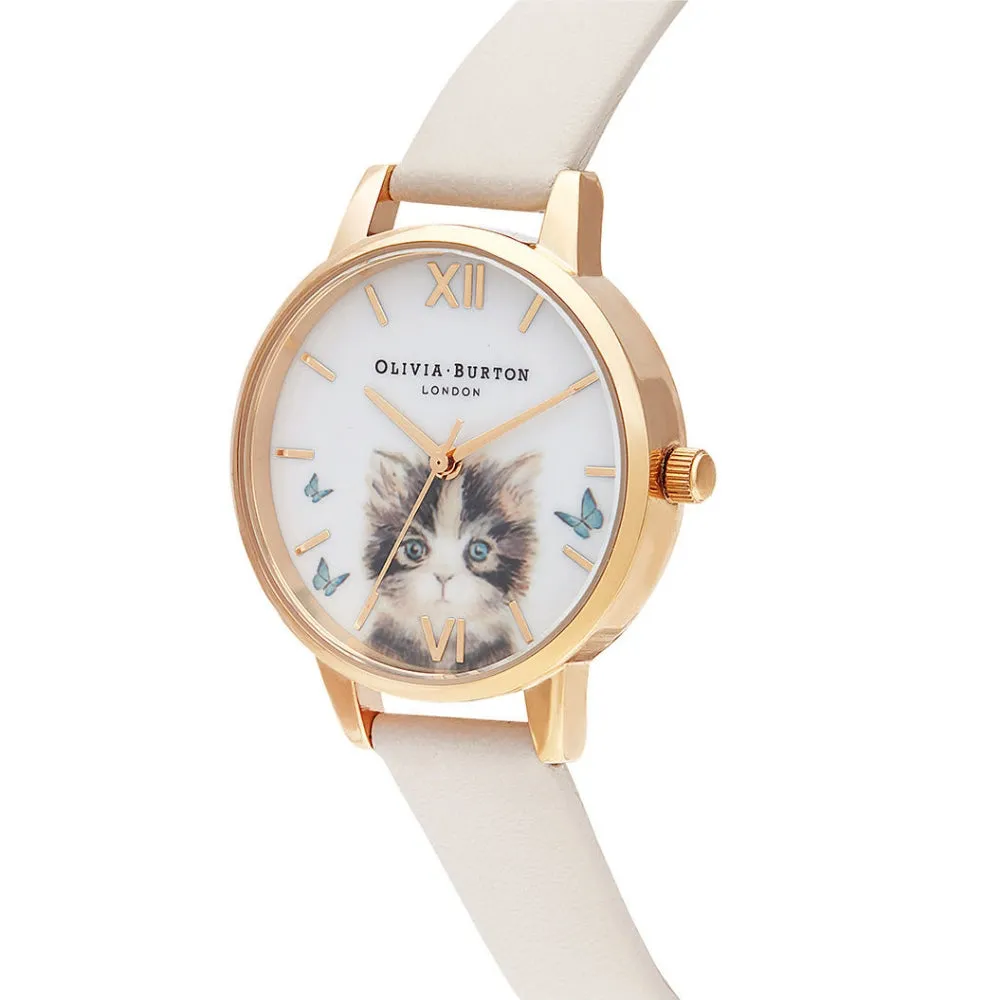 Cat Midi Dial Vegan Nude and Gold Watch