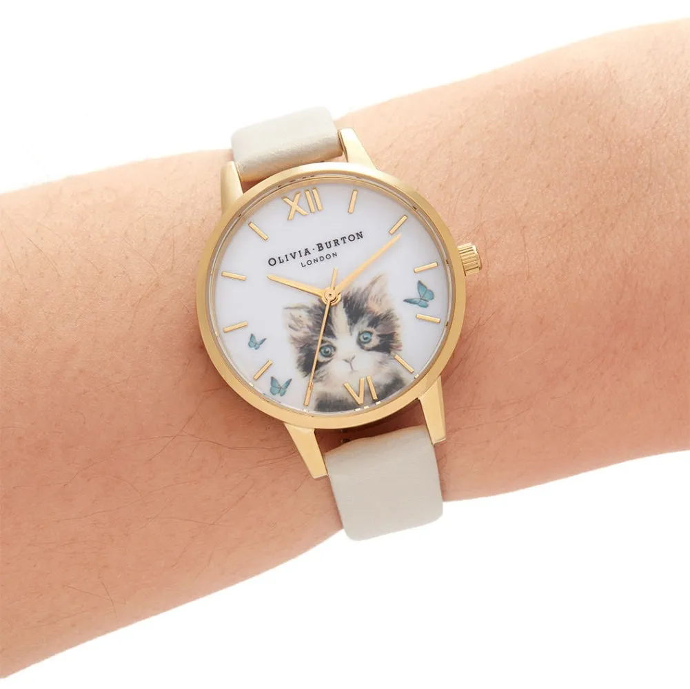 Cat Midi Dial Vegan Nude and Gold Watch