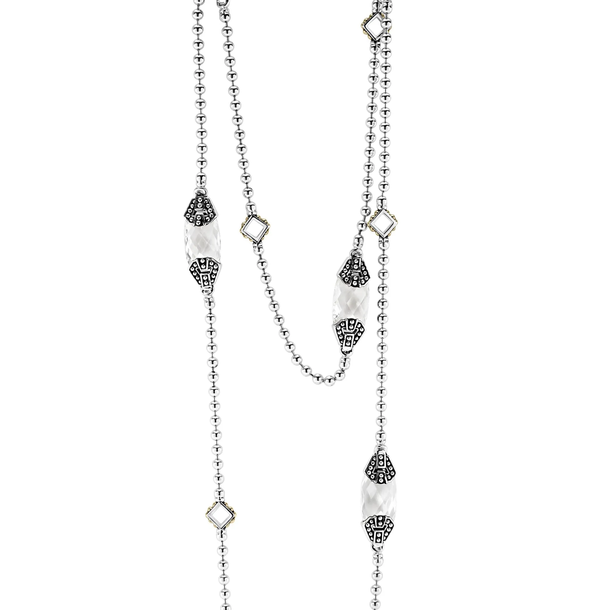 Caviar Color Six Station White Topaz Necklace