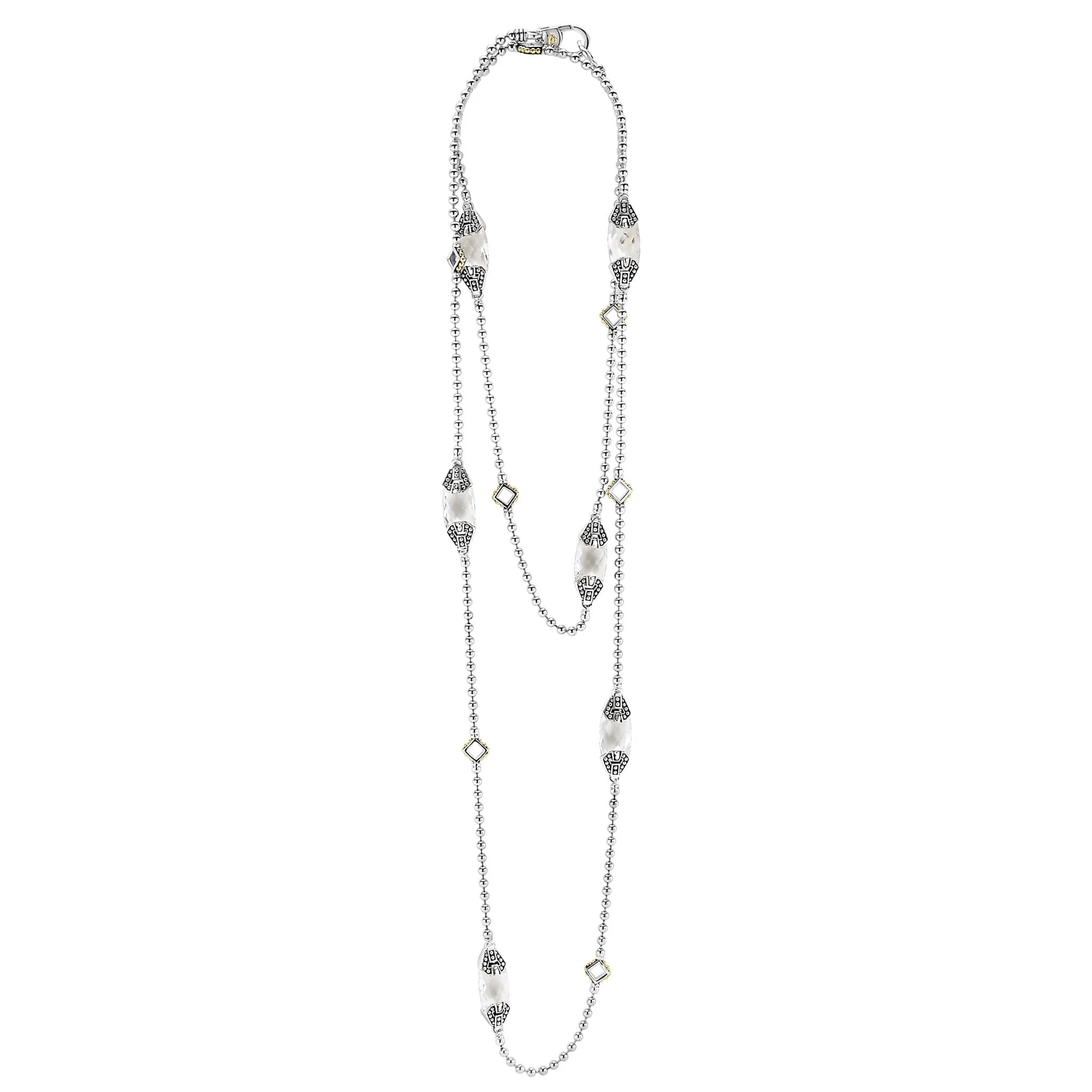 Caviar Color Six Station White Topaz Necklace