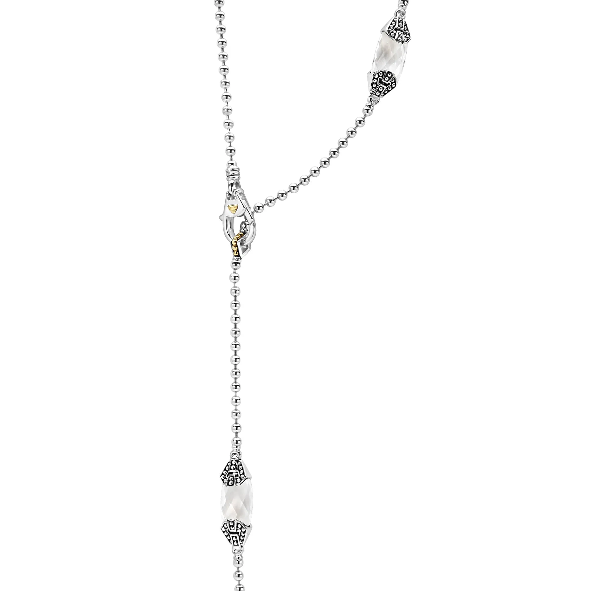 Caviar Color Six Station White Topaz Necklace