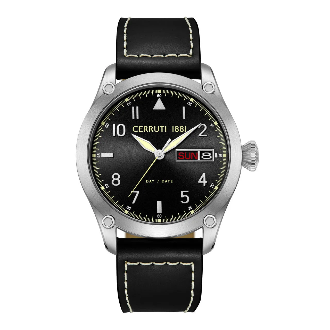 Cerruti 1881 Borgatello Gents Black Dial Black Leather Strap Watch