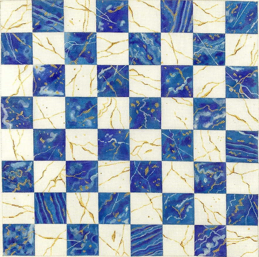 CHB-02 Chess/Checkers Board – Lapis Lazuli & Gold-laced Crystal Quartz