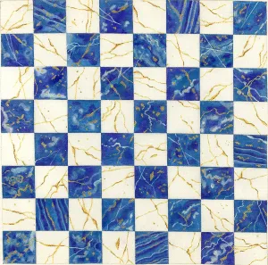 CHB-02 Chess/Checkers Board – Lapis Lazuli & Gold-laced Crystal Quartz