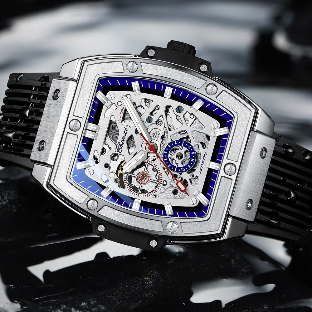 CHENXI Mens Tourbillon Mechanical Sports Waterproof Luminous Wrist Watches Date Quartz Watch Men Business Skeleton Clock Male