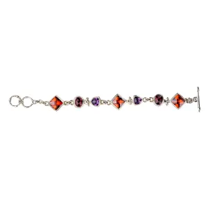 Cherry, Orange & Pink Quartz Sterling Silver Bracelet
