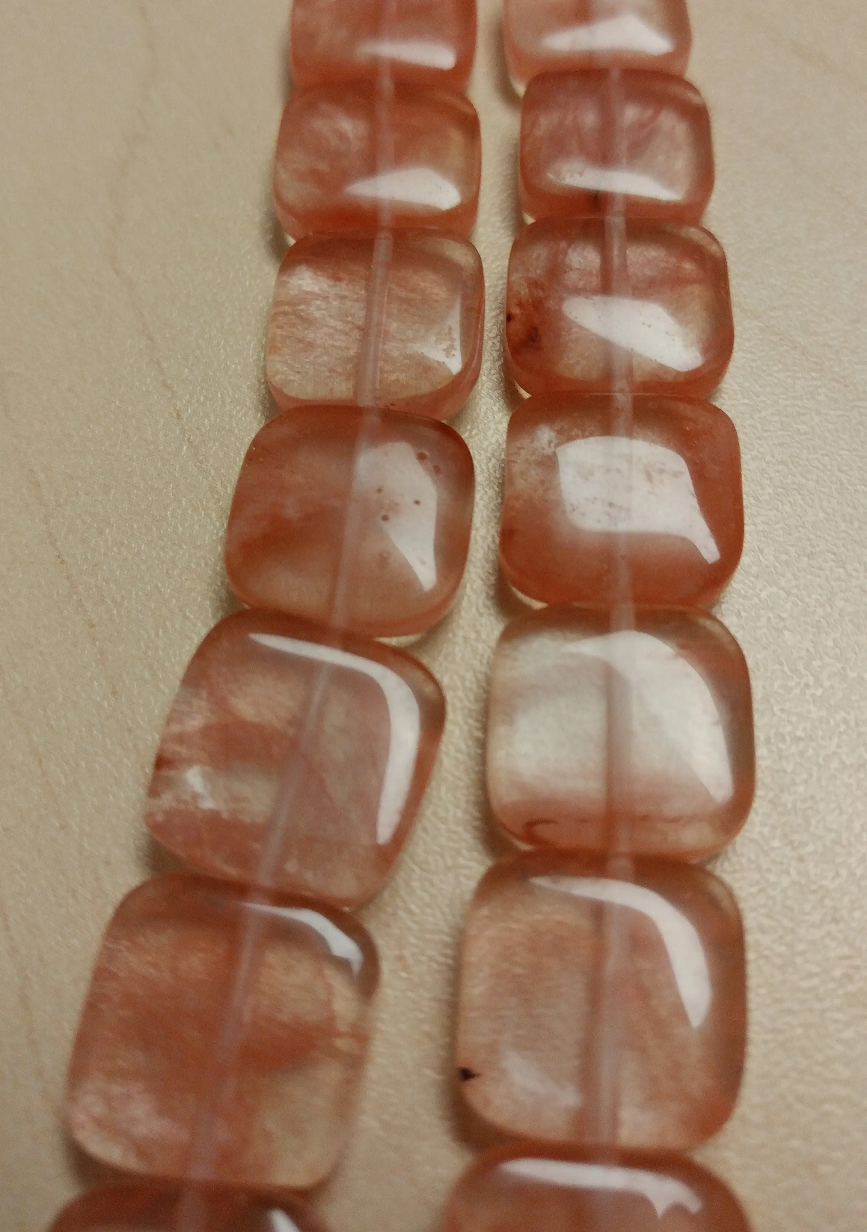 Cherry Quartz Square Bead Strand