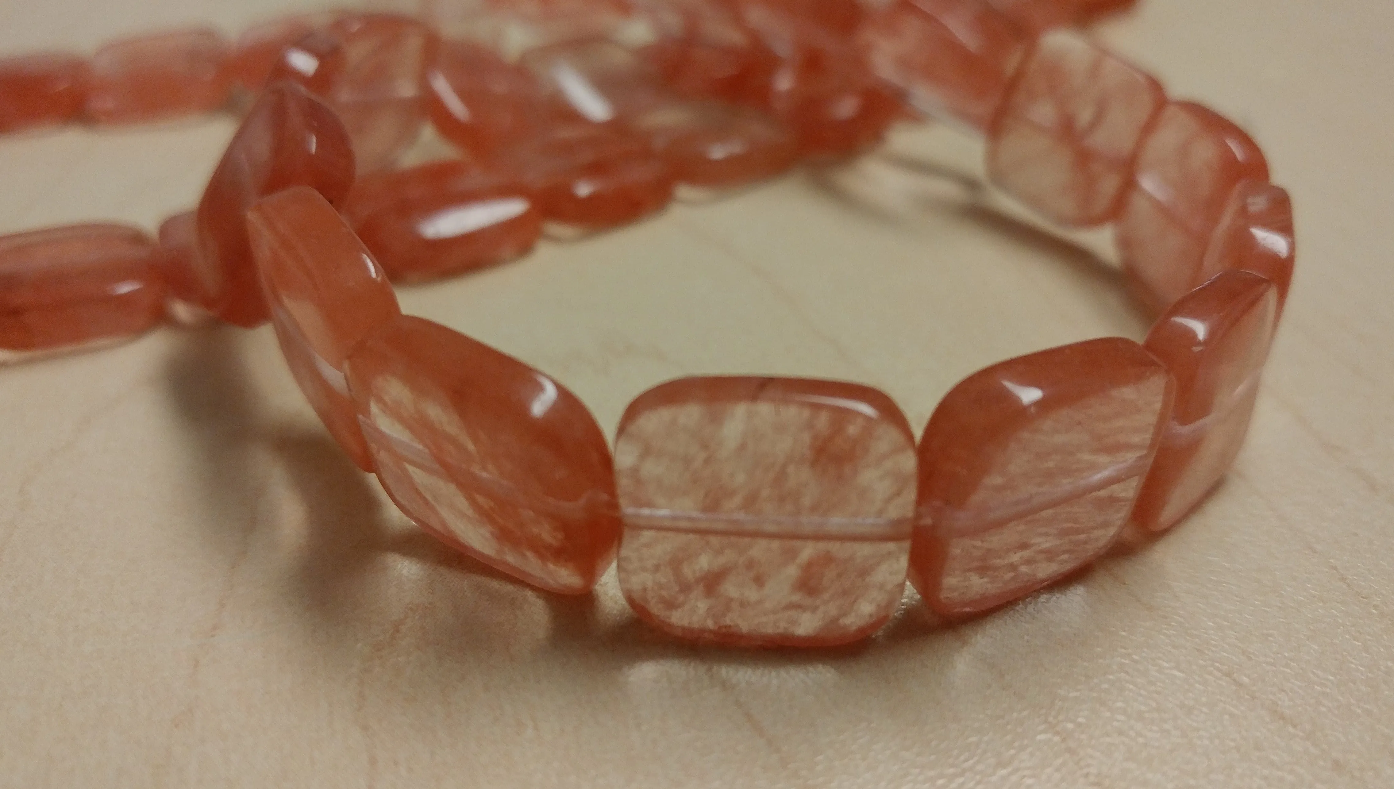 Cherry Quartz Square Bead Strand