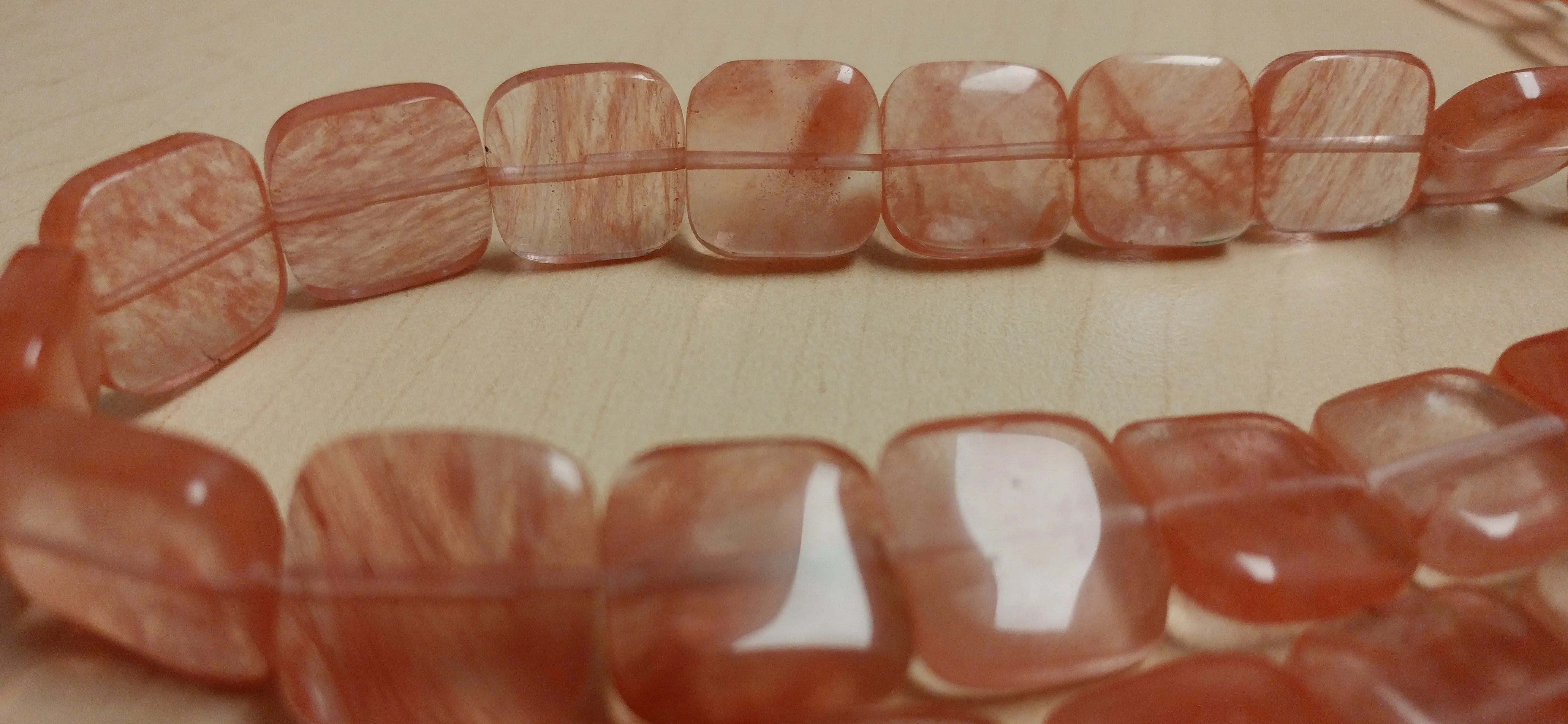 Cherry Quartz Square Bead Strand