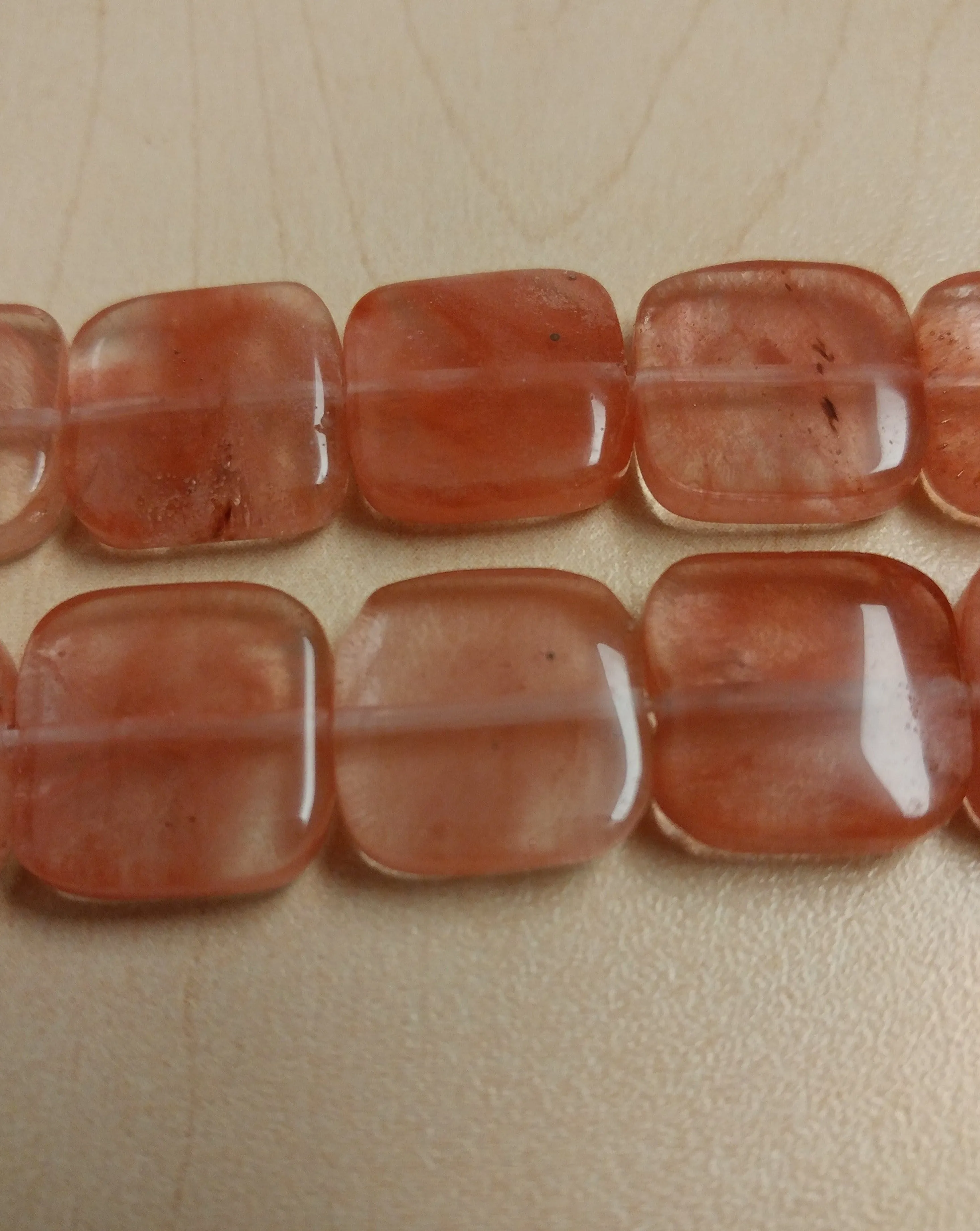 Cherry Quartz Square Bead Strand