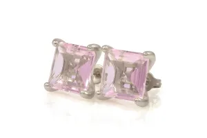 Chic Post Silver Earrings with Rose Quartz