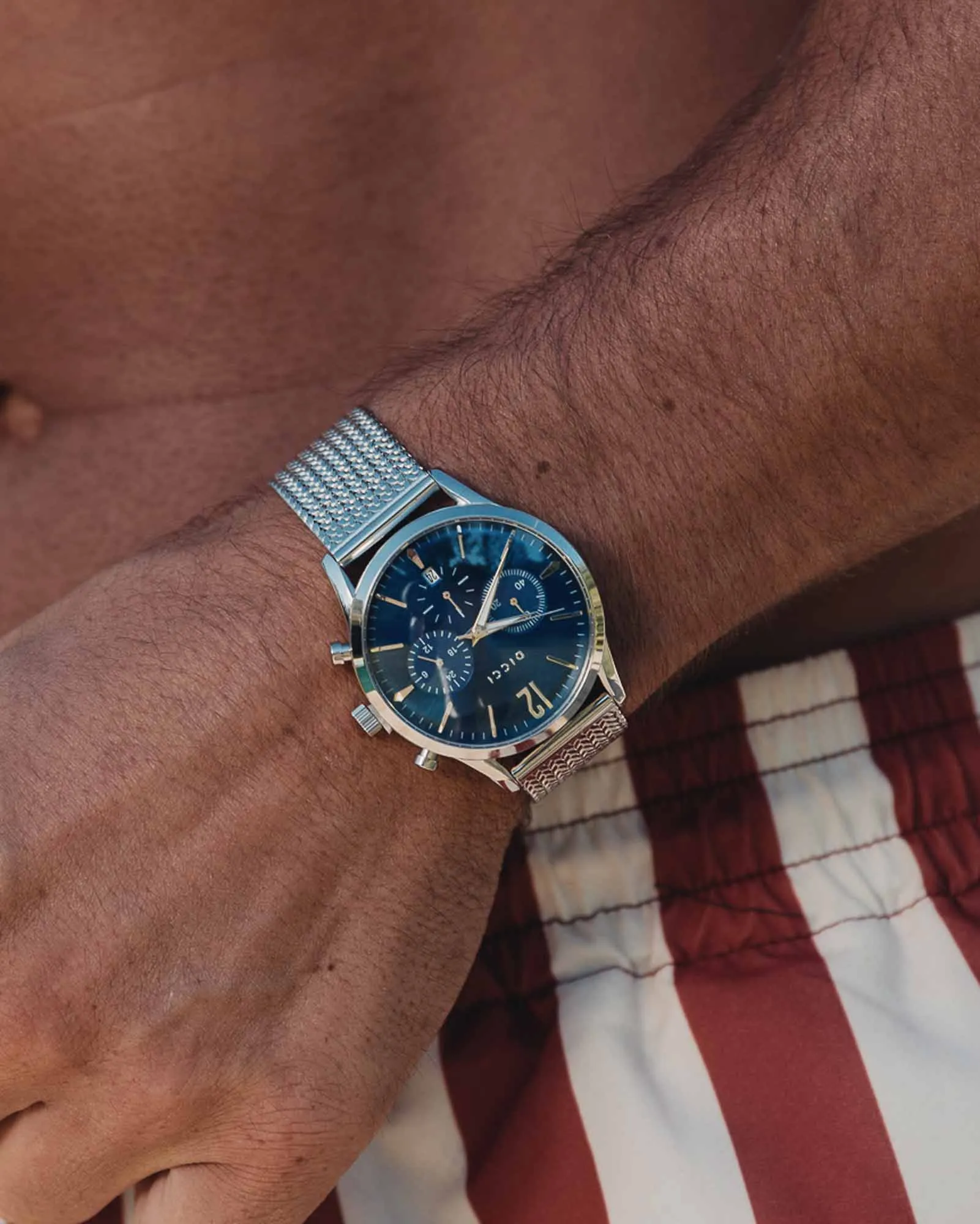Chronometer watch - Blue dial with silver bracelet