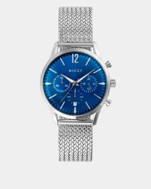 Chronometer watch - Blue dial with silver bracelet