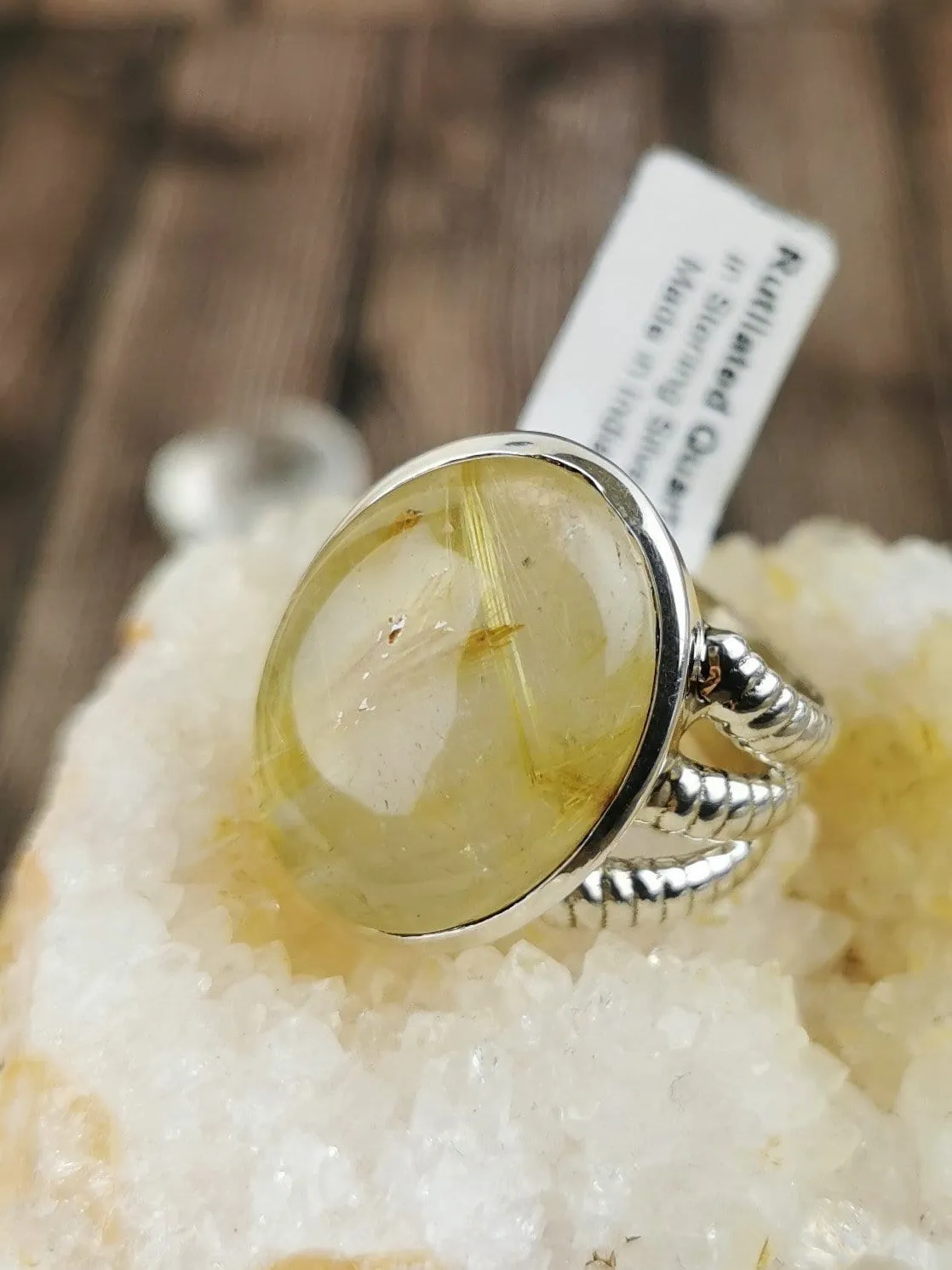 Chunky Rutilated Quartz Ring, Size 8