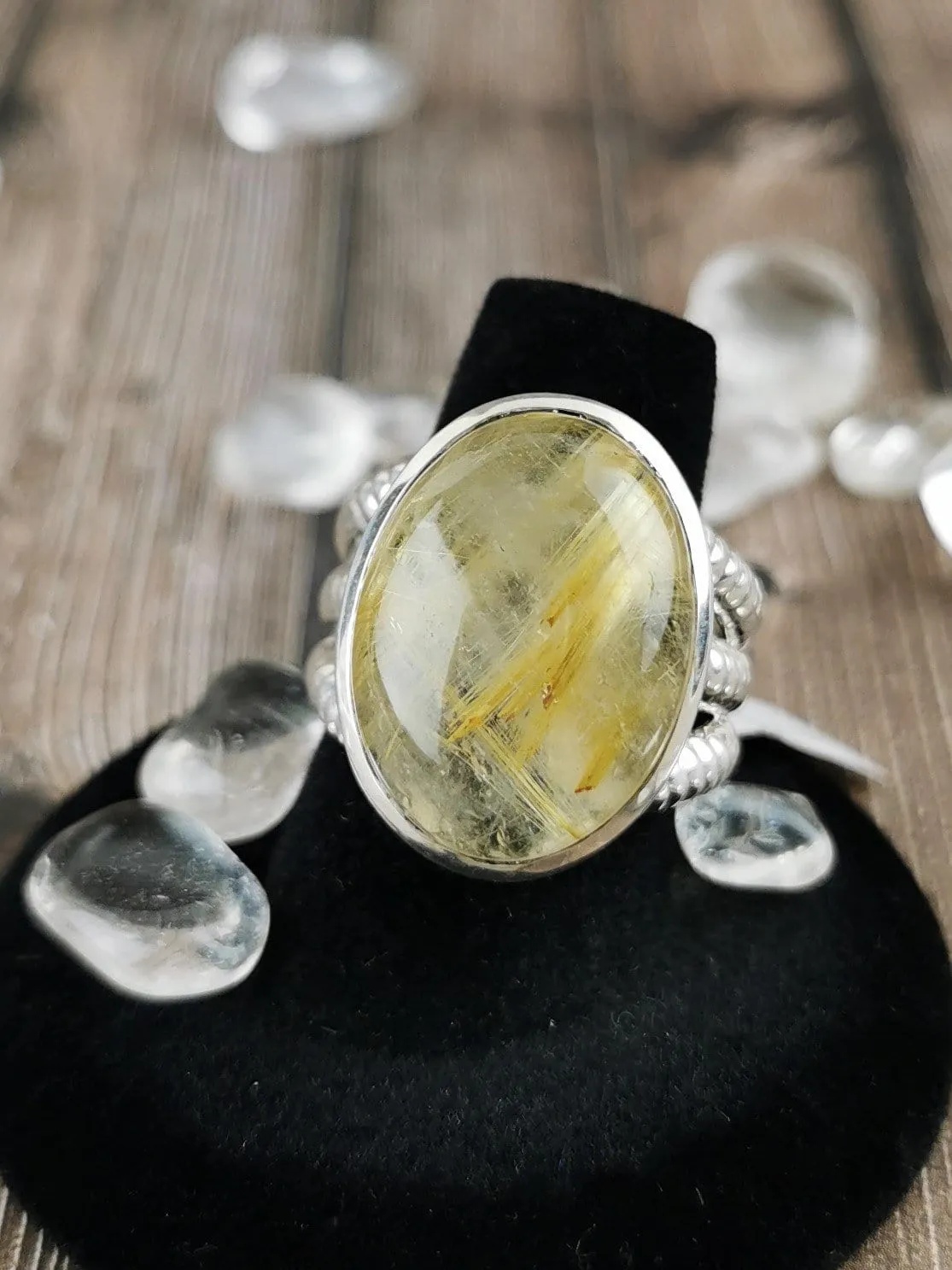 Chunky Rutilated Quartz Ring, Size 8