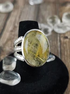 Chunky Rutilated Quartz Ring, Size 8