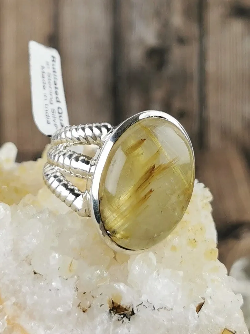 Chunky Rutilated Quartz Ring, Size 8