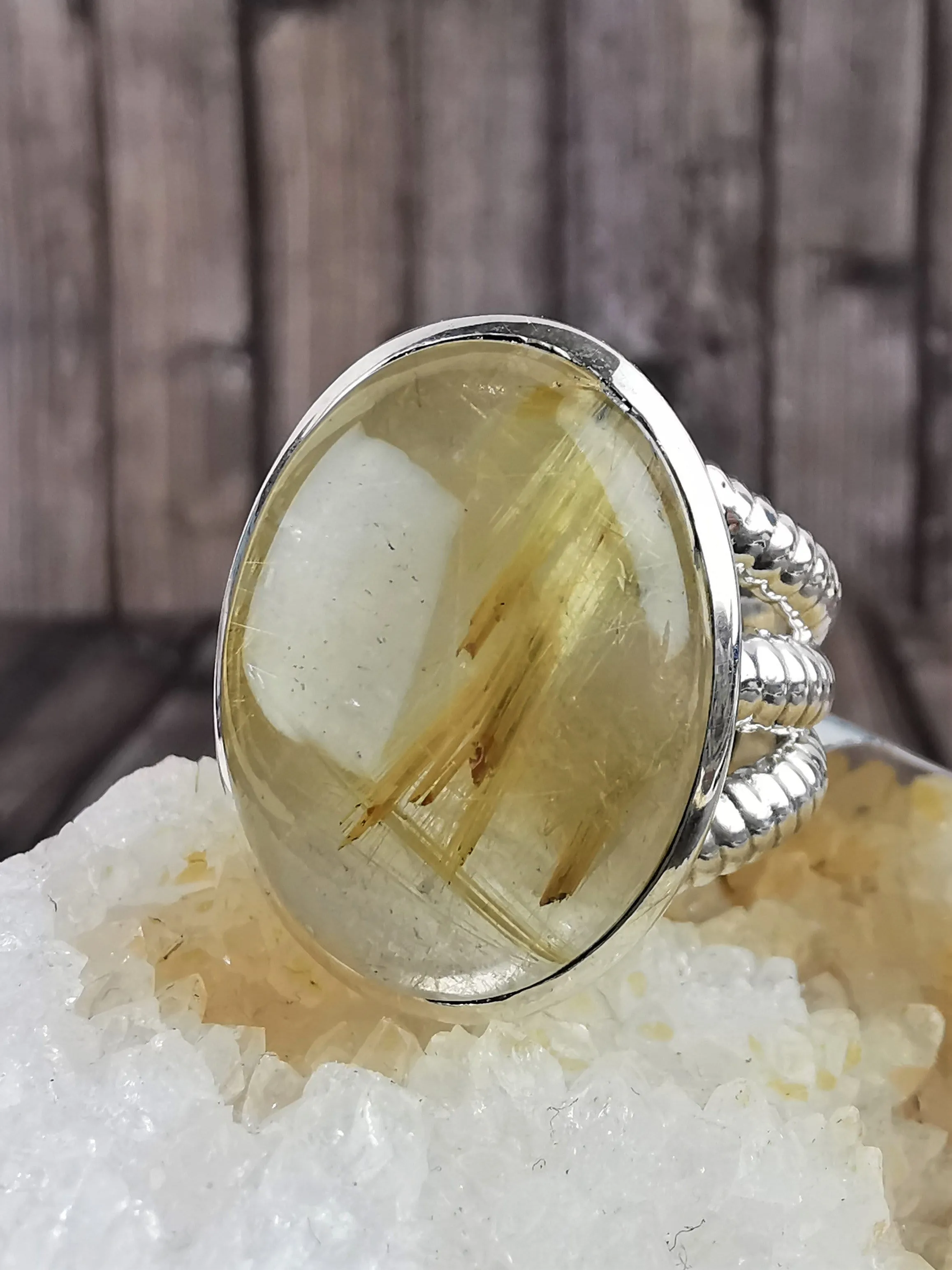 Chunky Rutilated Quartz Ring, Size 8