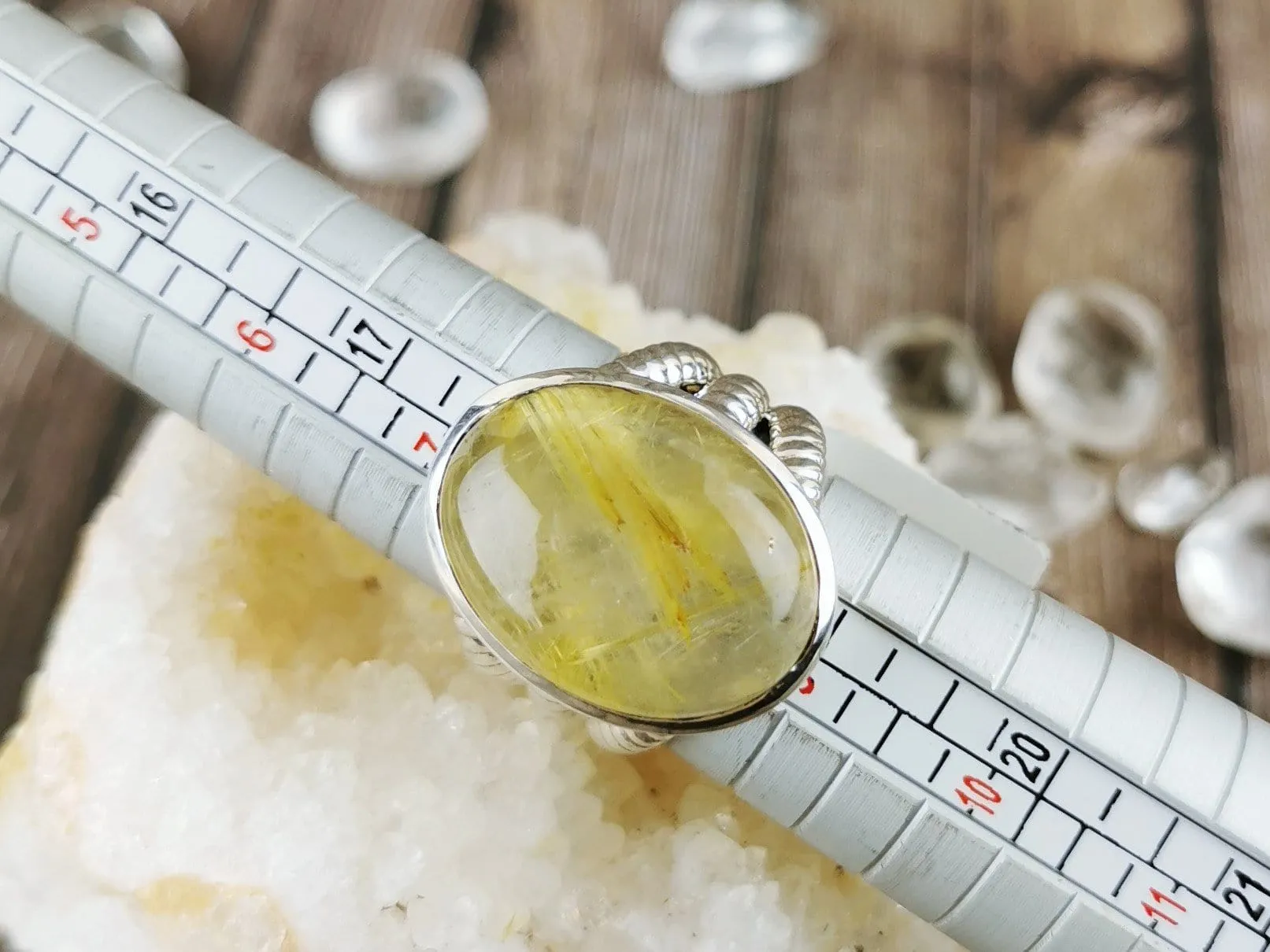 Chunky Rutilated Quartz Ring, Size 8