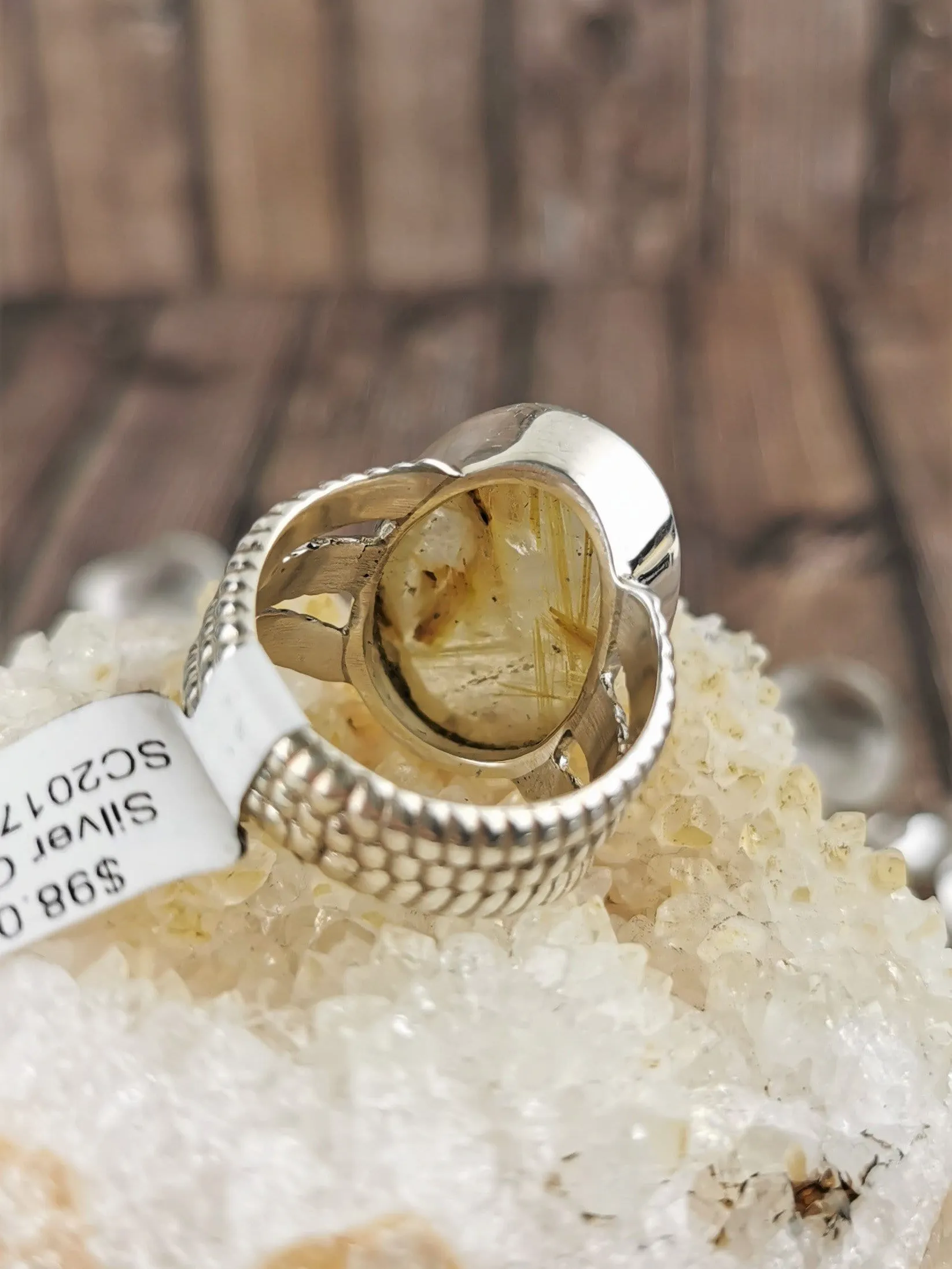 Chunky Rutilated Quartz Ring, Size 8