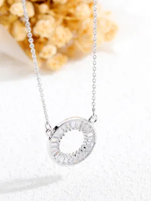 Circle Set With Diamond Necklace Copper Plated Short Section