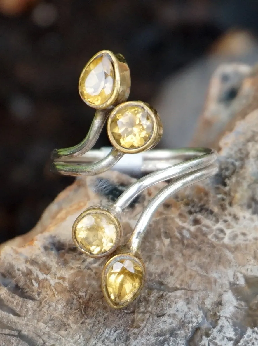 Citrine Ring with 4 Faceted Stones
