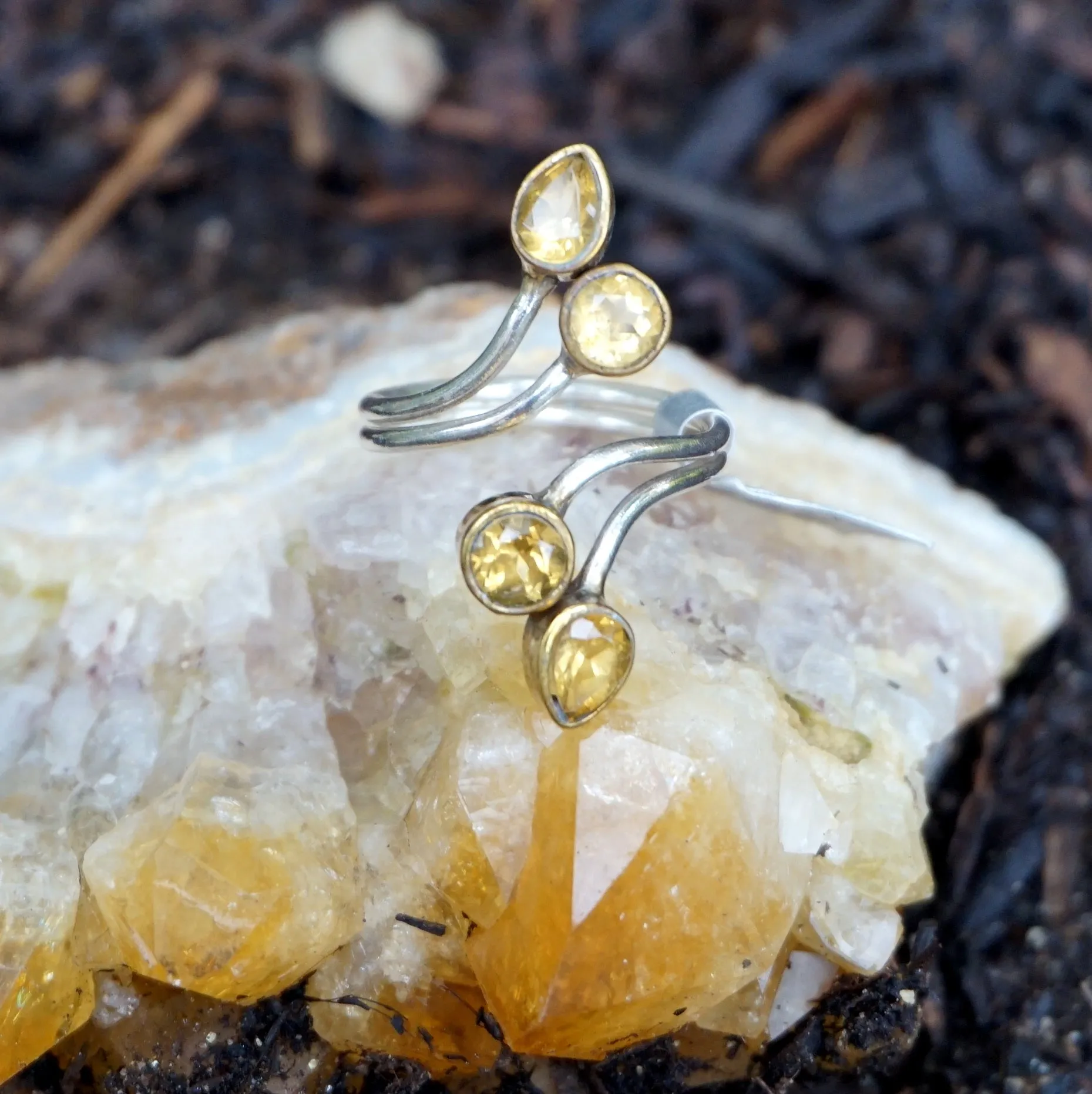 Citrine Ring with 4 Faceted Stones