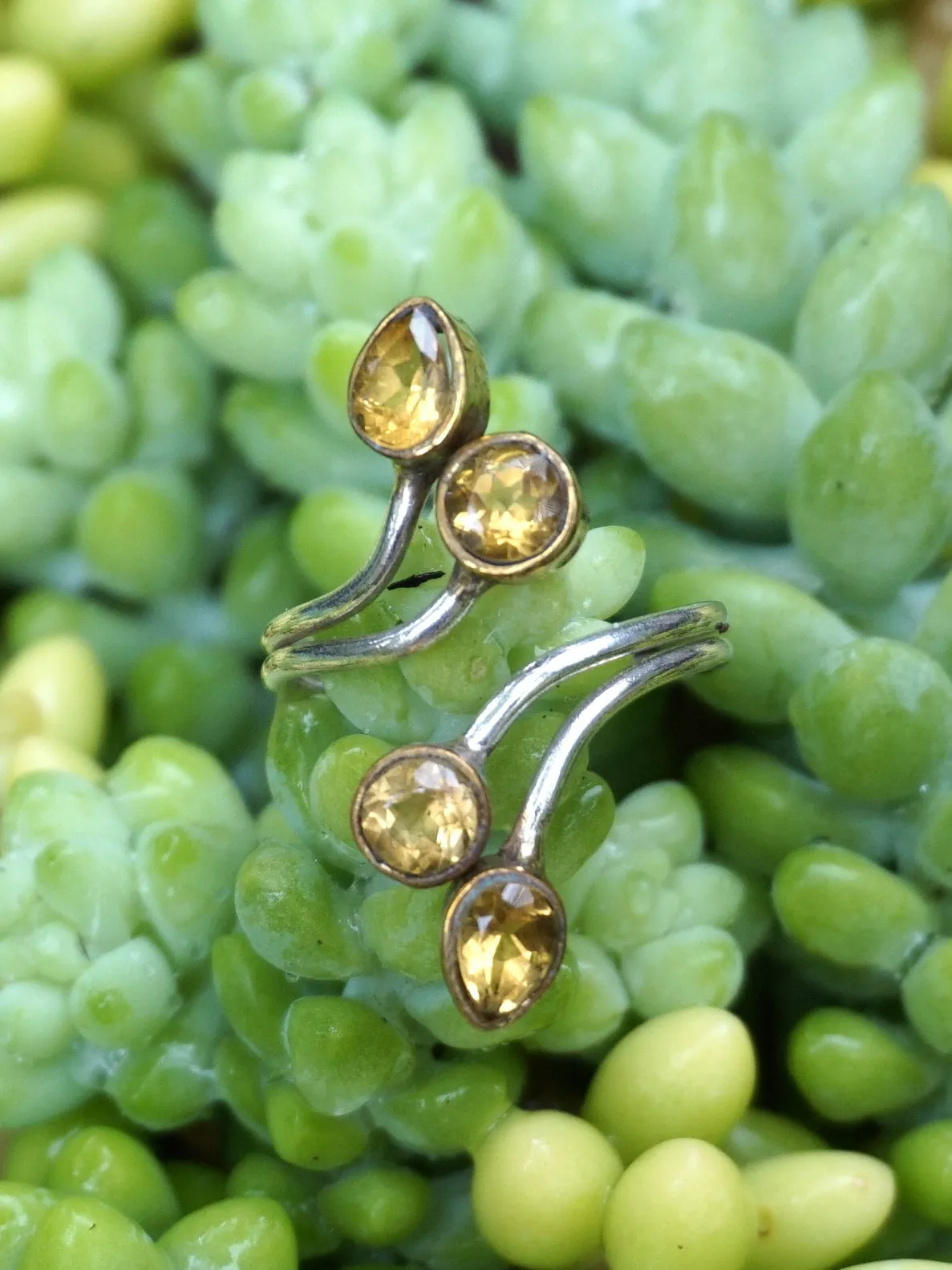 Citrine Ring with 4 Faceted Stones