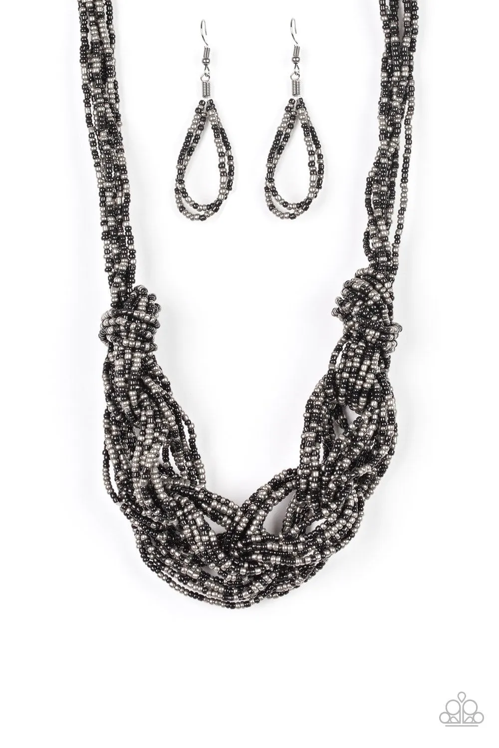 City Catwalk - Black/Gunmetal (Seed Bead) Necklace