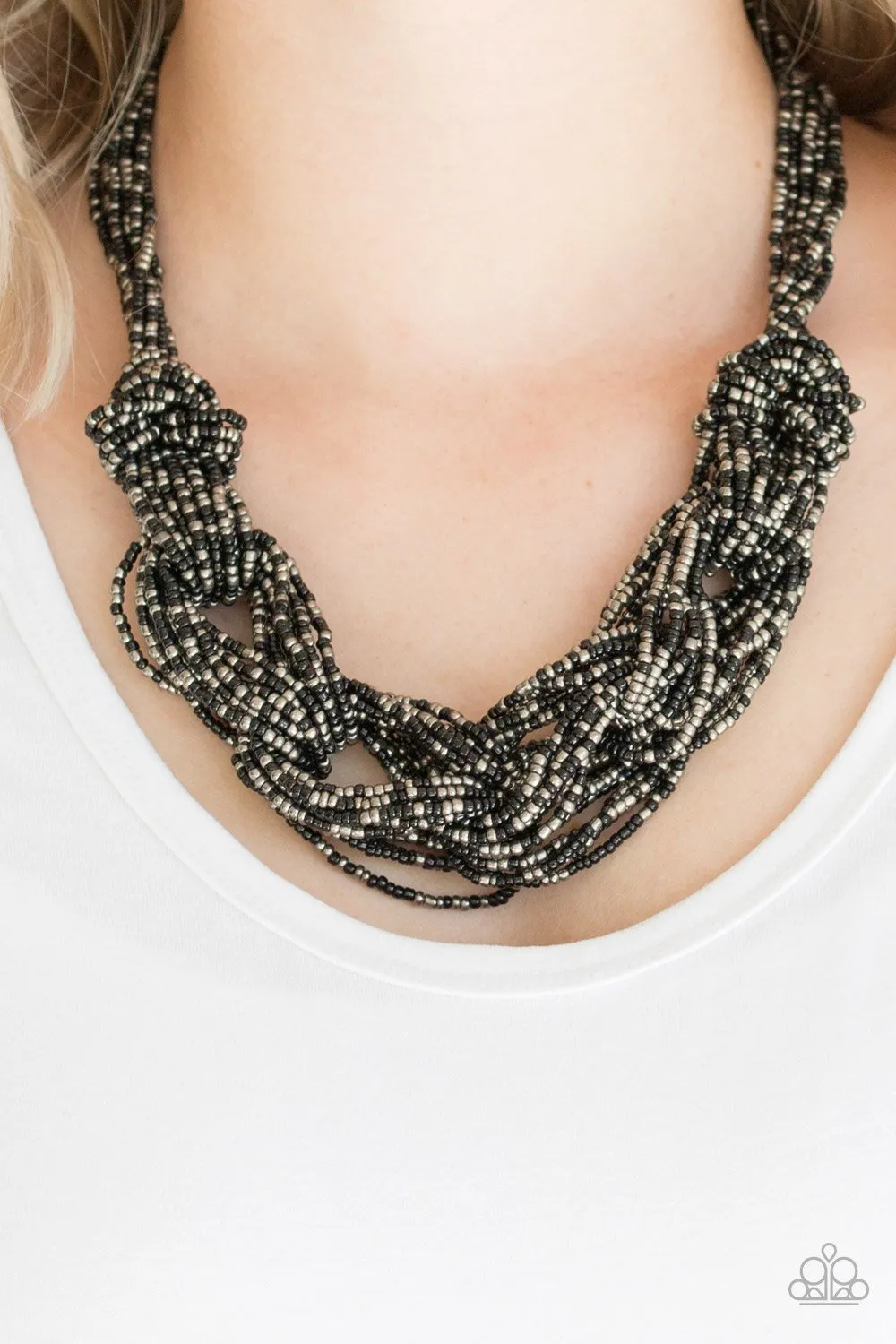 City Catwalk - Black/Gunmetal (Seed Bead) Necklace
