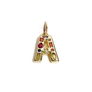 Color Stones Initial Charm