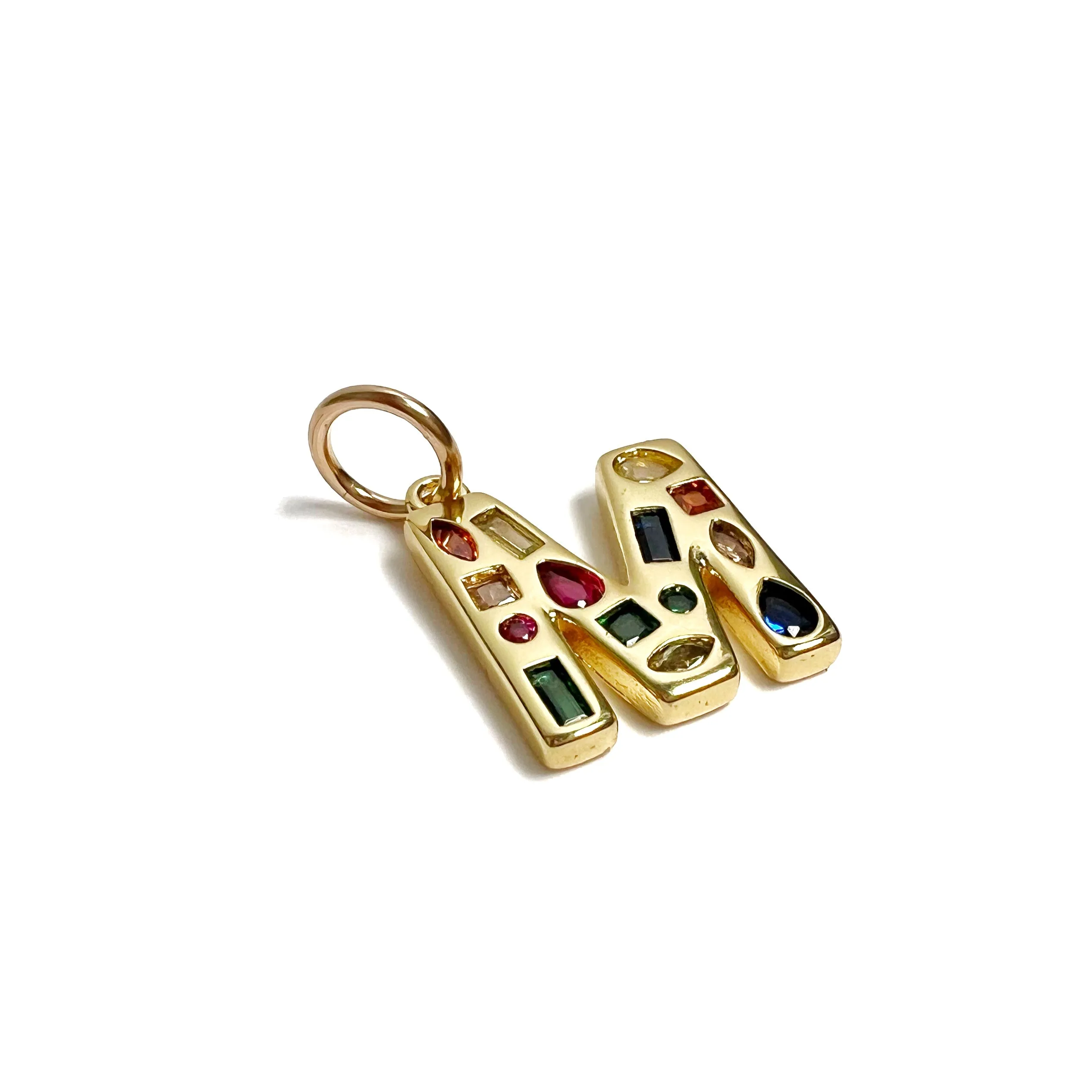 Color Stones Initial Charm