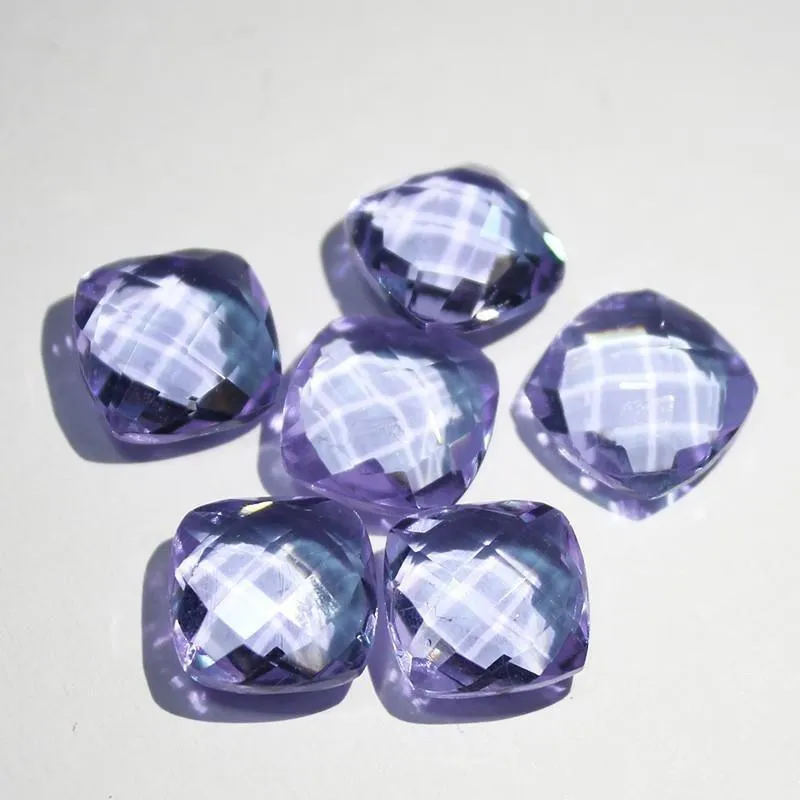 Colour Change Quartz Faceted Cushion Gemstone Beads Matching Pair 6pc 10mm