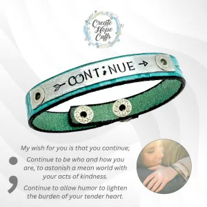 CONT;NUE Semi-Colon Southwestern Turquoise | Skinny Leather Bracelet | Women Teens | Adjustable