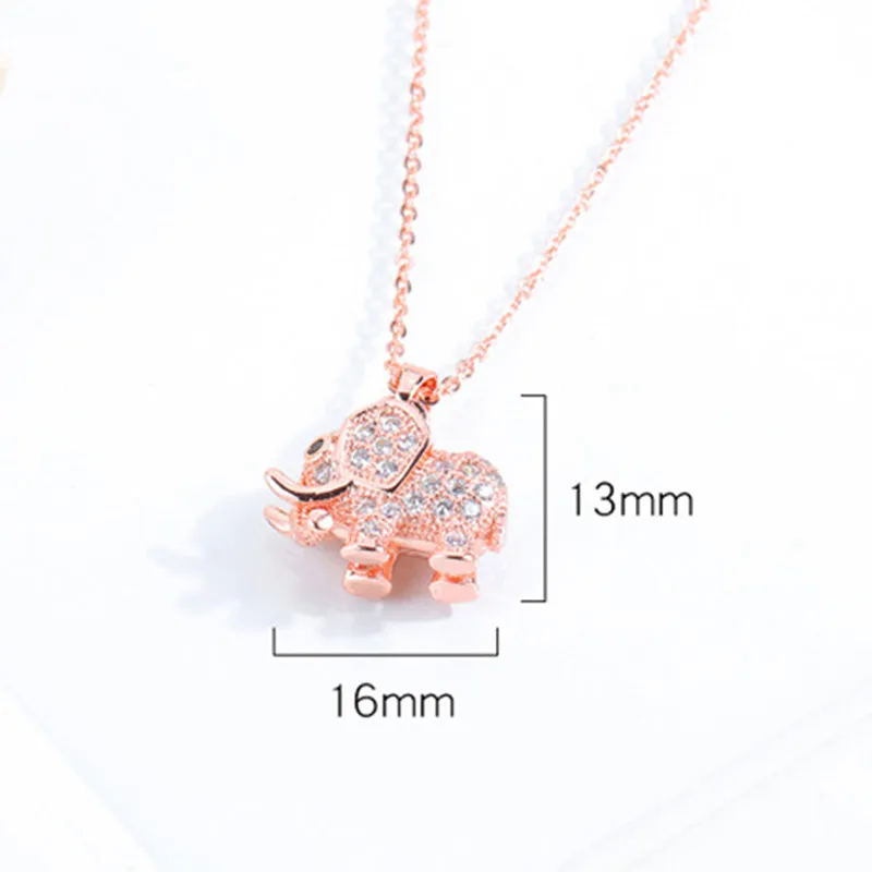 Copper Gold-plated Jewelry Women's Rose Gold And Diamonds Elephant Clavicle Necklace
