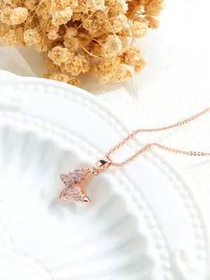 Copper Plated 18K Gold Butterfly Necklace Women's Zircon Clavicle Chain Pendant