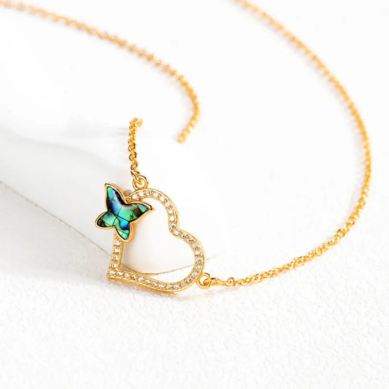 Copper Plated Love Butterfly Necklace Short Clavicle Chain Pendant