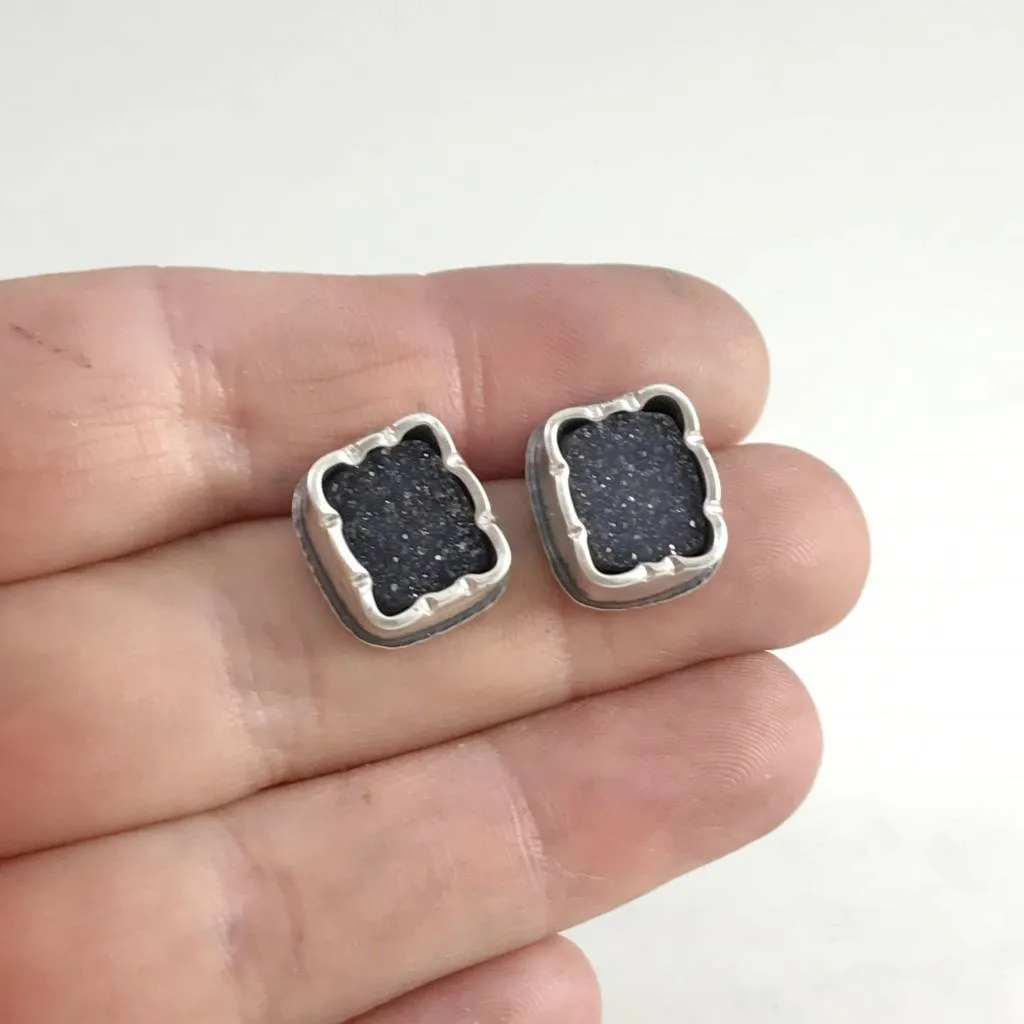 Creative Black Tie Small Studs - square (wholesale)