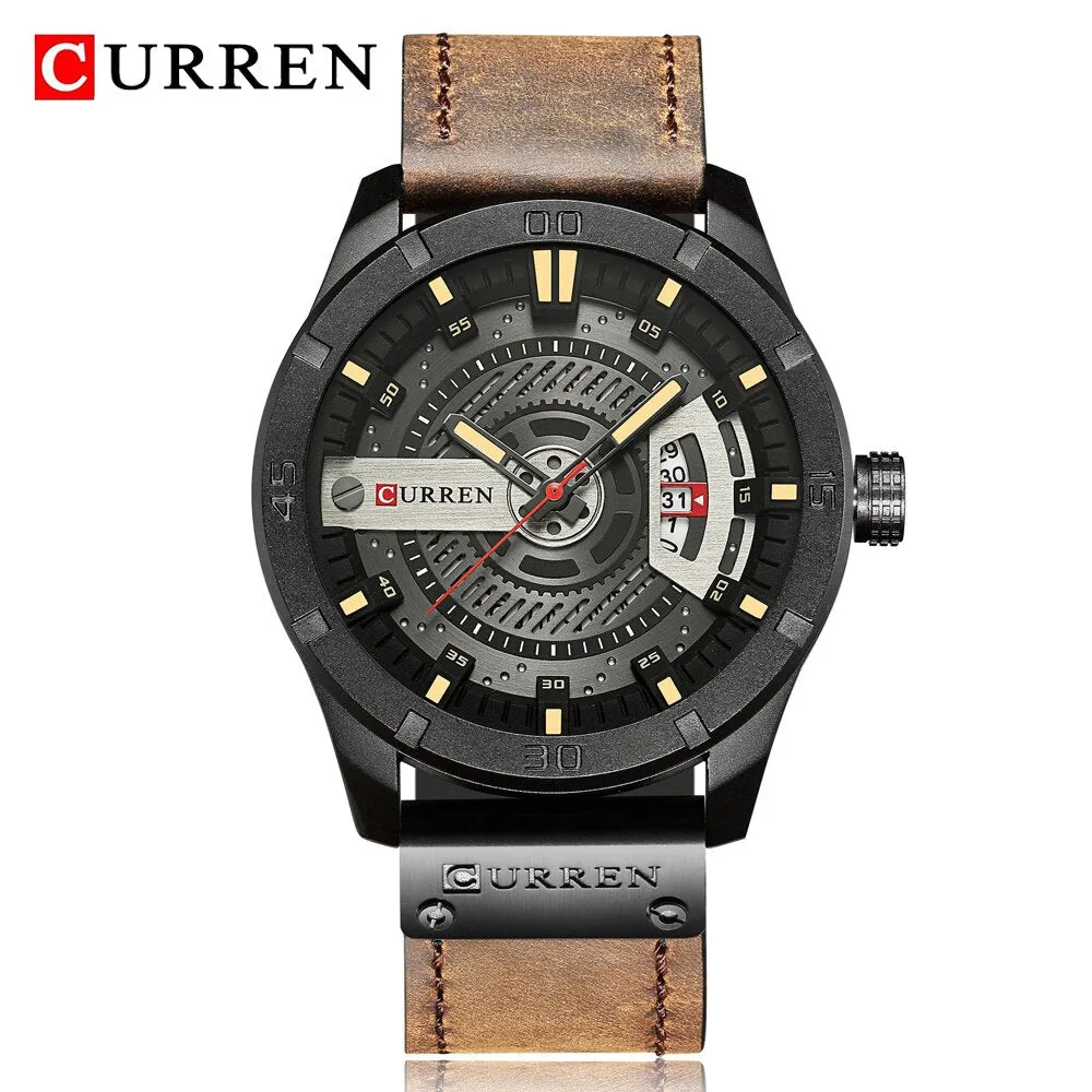 CURREN Mens Watches Luxury Brand Waterproof Military Sports Men Watch Analog Quartz Clock Man Leather Quartz-watch Wristwatch