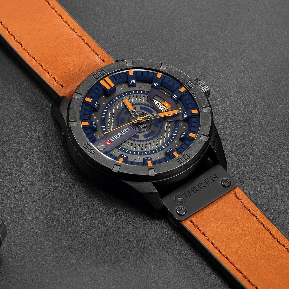 CURREN Mens Watches Luxury Brand Waterproof Military Sports Men Watch Analog Quartz Clock Man Leather Quartz-watch Wristwatch