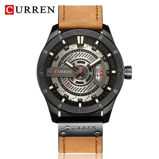 CURREN Mens Watches Luxury Brand Waterproof Military Sports Men Watch Analog Quartz Clock Man Leather Quartz-watch Wristwatch