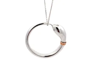 Damiani Infinito Snake Pendant Necklace in 18k White Gold