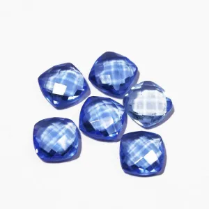 Dark Tanzanite Quartz Faceted Cushion Matching Pair Loose Bead 6pc 10mm